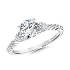 Pear-Accented Three-Stone Shared Prong Diamond Engagement Ring — R2413W-SR