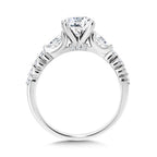 Pear-Accented Three-Stone Shared Prong Diamond Engagement Ring — R2413W-SR