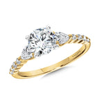 Pear-Accented Three-Stone Shared Prong Diamond Engagement Ring — R2413Y-SR