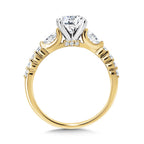 Pear-Accented Three-Stone Shared Prong Diamond Engagement Ring — R2413Y-SR