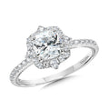 Cushion-Cut Compass-Inspired Halo & Milgrain-Beaded Diamond Engagement Ring — R2414W-SR