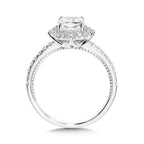 Cushion-Cut Compass-Inspired Halo & Milgrain-Beaded Diamond Engagement Ring — R2414W-SR