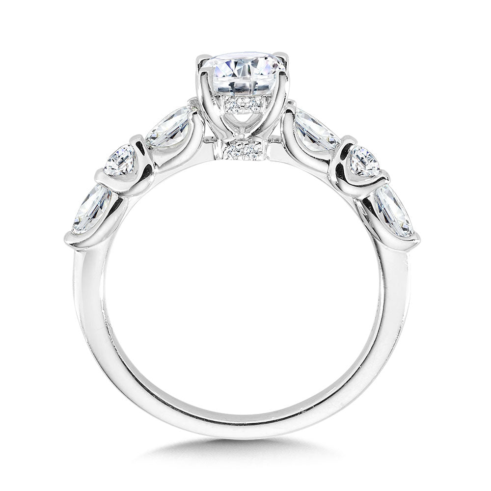 Oval-Cut Hidden Halo Stackable Diamond Engagement Ring w/ Trellis Shank Setting — R2415W-SR