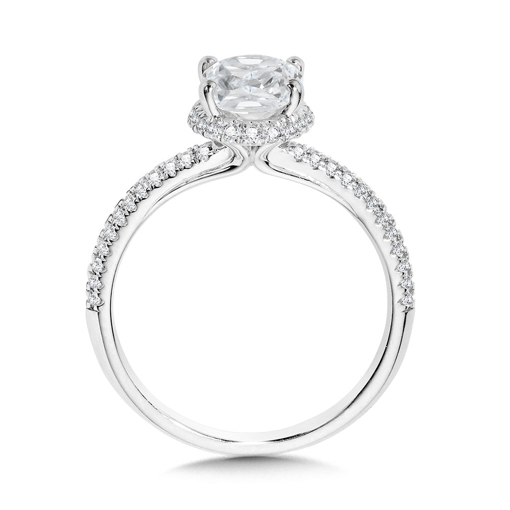 Oval Drop Halo Diamond Engagement Ring — R2419W-SR