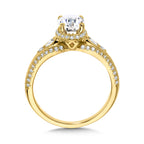 Oval-Cut & Pear-Cut Accented Tapered Engagement Ring w/ Drop Halo — R2420Y-SR