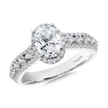 Oval-Cut & Pear-Cut Accented Wide Engagement Ring w/ Drop Halo — R2421W-SR