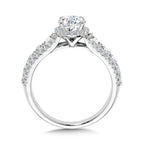 Oval-Cut & Pear-Cut Accented Wide Engagement Ring w/ Drop Halo — R2421W-SR