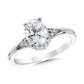 Oval-Cut Diamond Sword Shank Engagement Ring w/ Diamond Collar — R2424W-SR