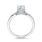 Oval-Cut Diamond Sword Shank Engagement Ring w/ Diamond Collar — R2424W-SR