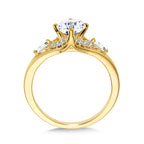 Oval-Cut & Marquise-Cut Accented Tapered Diamond Engagement Ring w/ Compass Prongs — R2425Y-SR