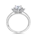 Four-Pointed Halo & Oval-Cut Milgrain-Beaded Diamond Engagement Ring — R2427W-SR