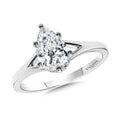 Six-Prong Pear-Cut Diamond Split Shank Engagement Ring w/ Chevron Collar — R2428W-SR