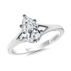 Six-Prong Pear-Cut Diamond Split Shank Engagement Ring w/ Chevron Collar — R2428W-SR