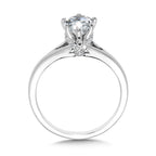 Six-Prong Pear-Cut Diamond Split Shank Engagement Ring w/ Chevron Collar — R2428W-SR