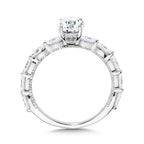 Oval-Cut Diamond & Milgrain-Beaded Shared Prong Engagement Ring w/ Hidden Halo — R2430W-SR