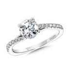 Subtle Bypass Diamond Engagement Ring w/ Chevron Collar — R2437W