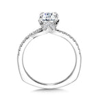 Subtle Bypass Diamond Engagement Ring w/ Chevron Collar — R2437W
