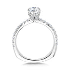 Straight Pear-Cut Diamond Engagement Ring w/ Chevron Collar — R2440W