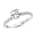 Straight Round Diamond Engagement Ring w/ Chevron Collar — R2441W