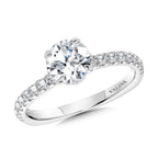 Straight Round Diamond Engagement Ring w/ Chevron Collar — R2441W