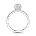 Straight Round Diamond Engagement Ring w/ Chevron Collar — R2441W