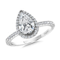 Straight Pear-Cut Diamond Halo Engagement Ring — R2444W-SR