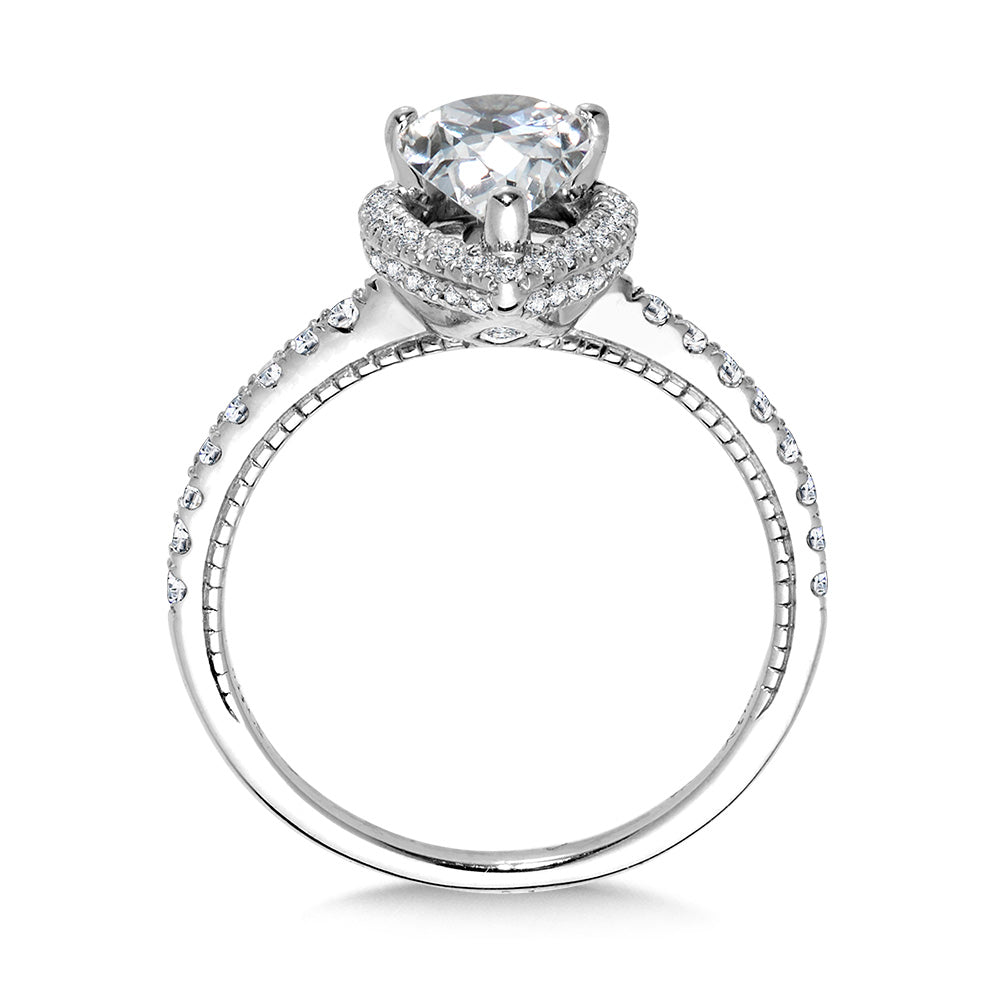 Straight Pear-Cut Diamond Halo Engagement Ring — R2444W-SR
