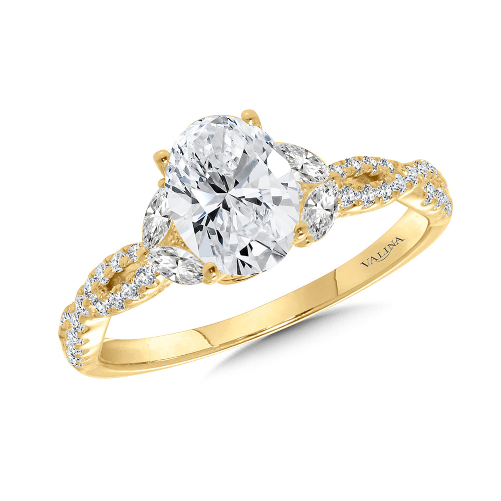 Oval-Cut Diamond Spiral Engagement Ring — R2459Y-SR