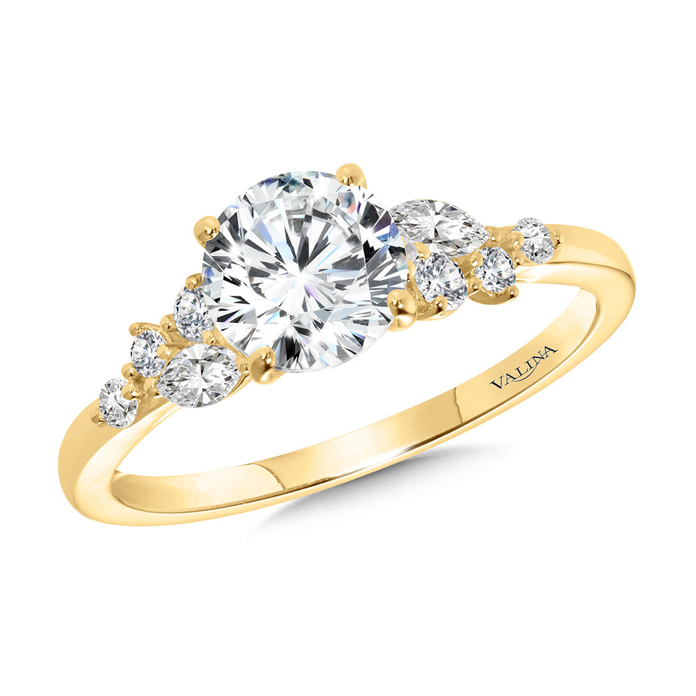 Side Stone Diamond Engagement Ring — R2462Y-SR
