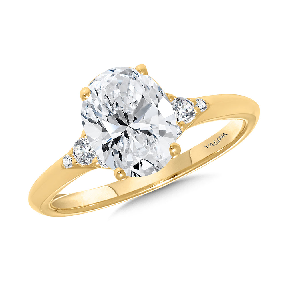 Oval-Cut Diamond Side-Stone Engagement Ring — R2463Y-SR