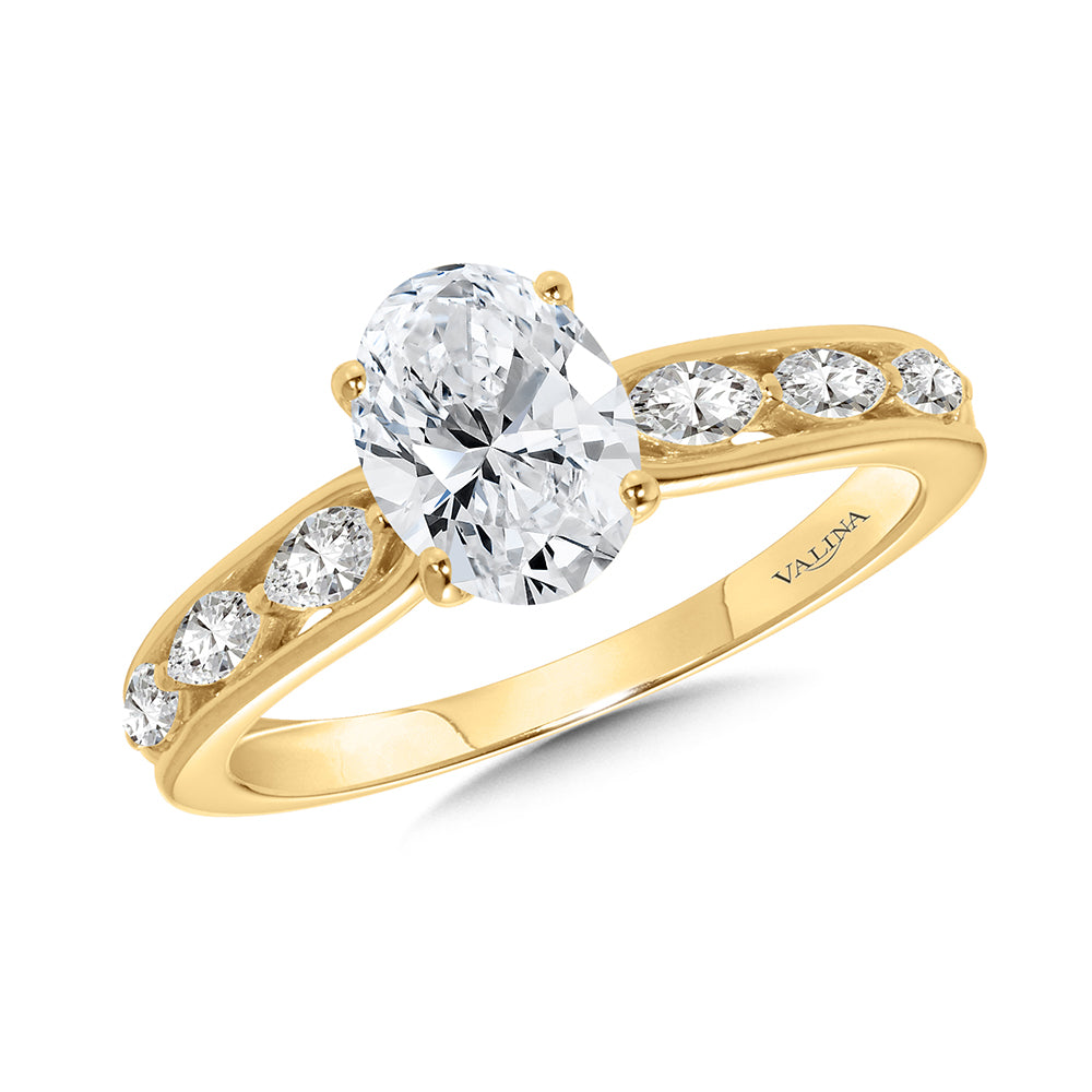 Oval-Cut Marquise-Accented Diamond Engagement Ring — R2465Y-SR