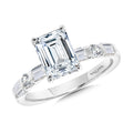 Emerald-Cut & Side Stone Diamond Engagement Ring — R2467W