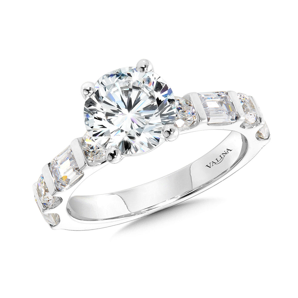 Round- & Emerald-Cut Diamond Engagement Ring — R2468W-SR