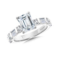 Emerald-Cut Side Stone Diamond Engagement Ring — R2469W-SR