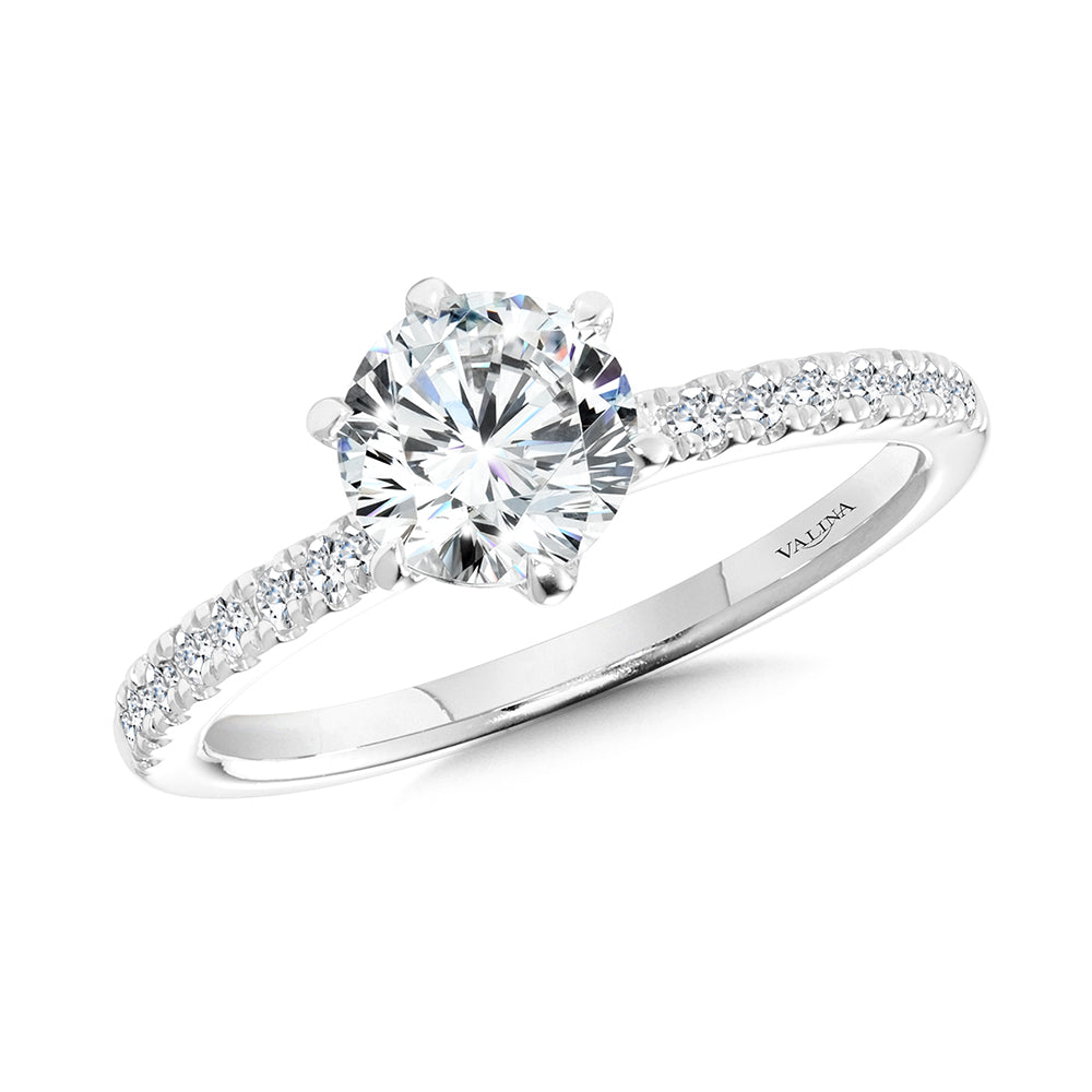 Straight Six-Prong Diamond Engagement Ring — R2470W-SR