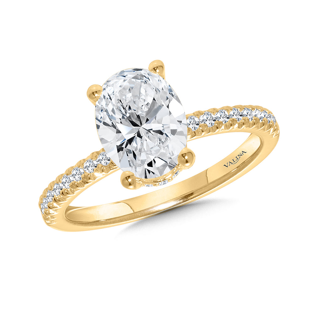 Oval-Cut Straight Diamond Engagement Ring — R2472Y-SR