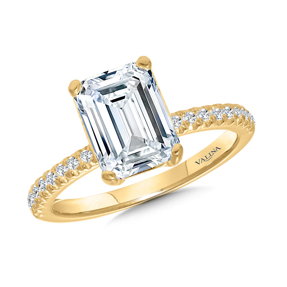 Emerald-Cut Straight Diamond Engagement Ring — R2473Y-SR