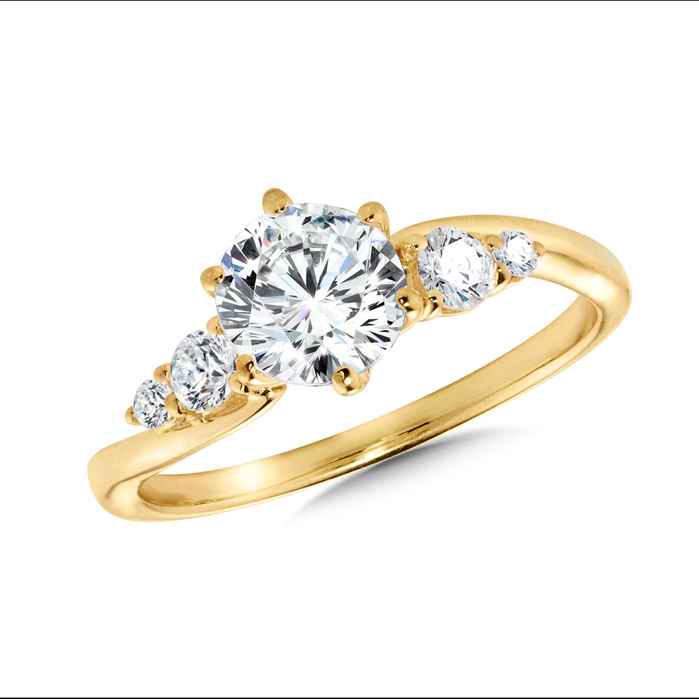 Six-Prong Spiral Diamond Engagement Ring — R2474Y-SR