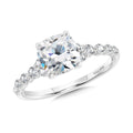 Cushion-Cut & Shared Prong Accent Diamond Engagement Ring — R2477W-SR