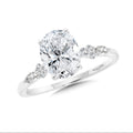 Oval-Cut Side Stone Diamond Engagement Ring — R2483W-SR