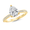Straight Pear-Cut Diamond & Hidden Halo Engagement Ring — R2490Y-SR