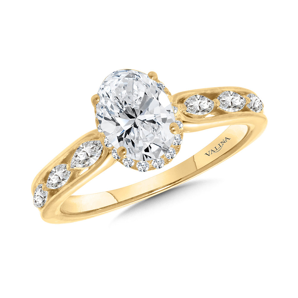 Oval-Cut Diamond Halo Engagement Ring — R2491Y-SR