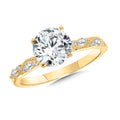 Vintage Diamond Side Stone Engagement Ring — R2492Y-SR