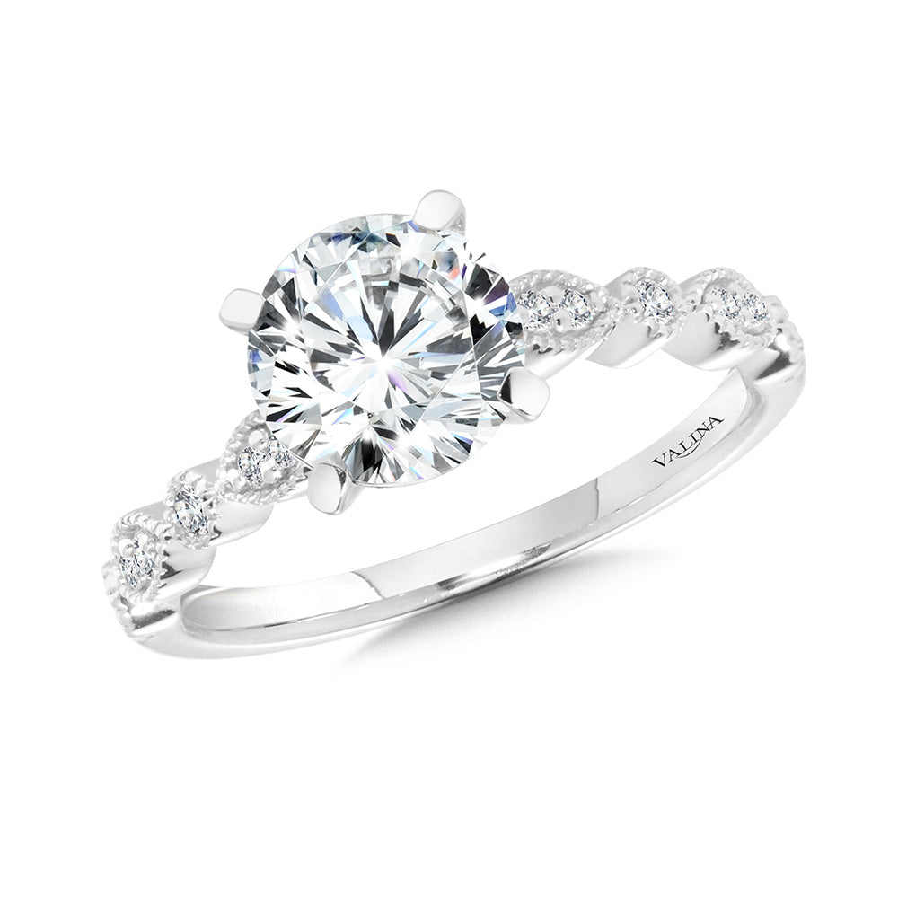 Diamond Scalloped Engagement Ring — R2498W-SR
