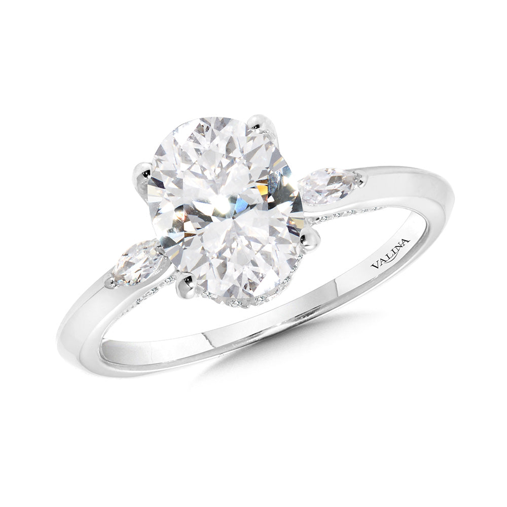 Three-Stone Oval-Cut Diamond Engagement Ring — R2499W-SR