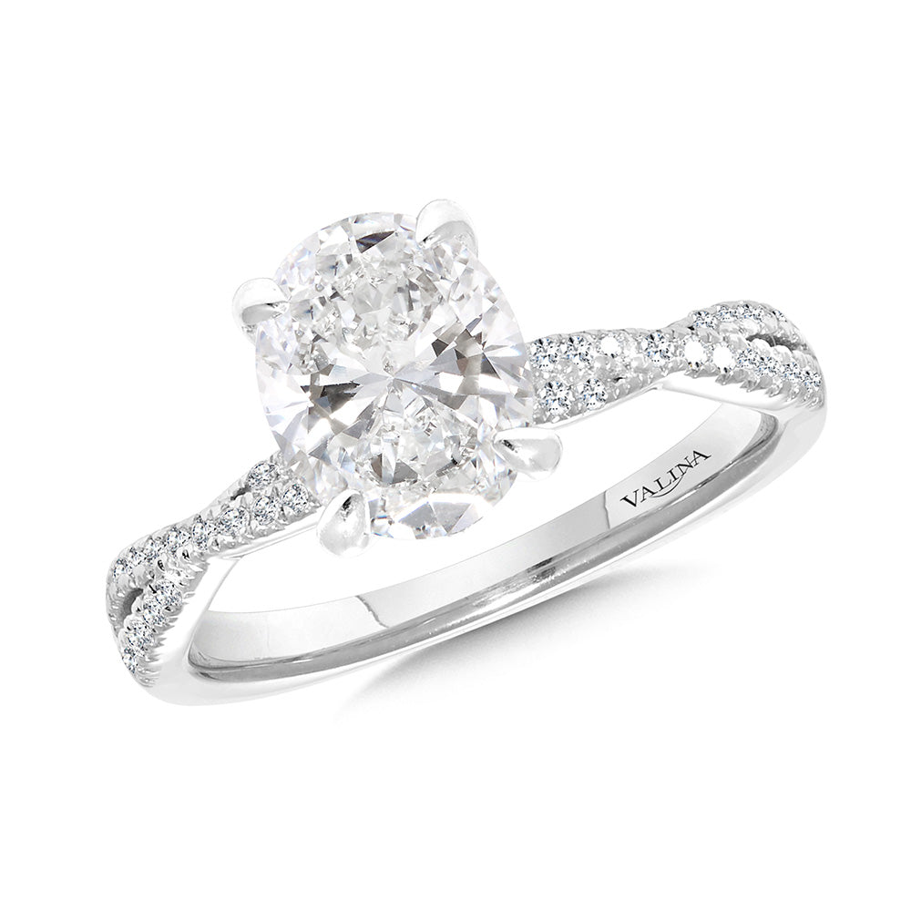 Oval-Cut Diamond Crisscross Engagement Ring — R2501W