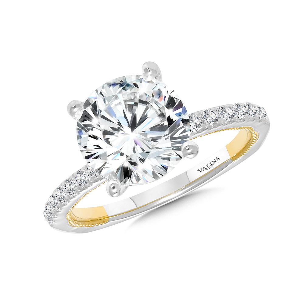 Straight Two-Tone Diamond Engagement Ring — R2509WY