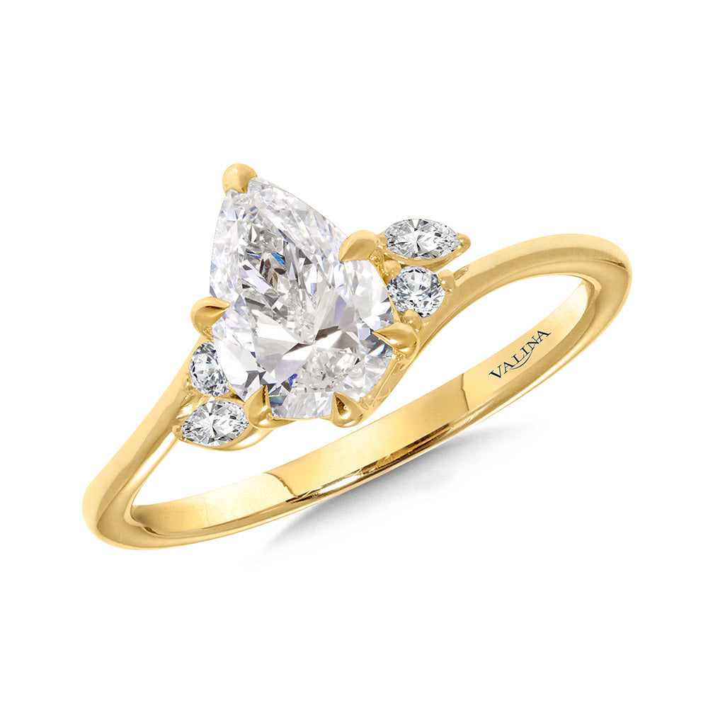 Pear-Cut Six-Prong Diamond Engagement Ring — R2510Y-SR