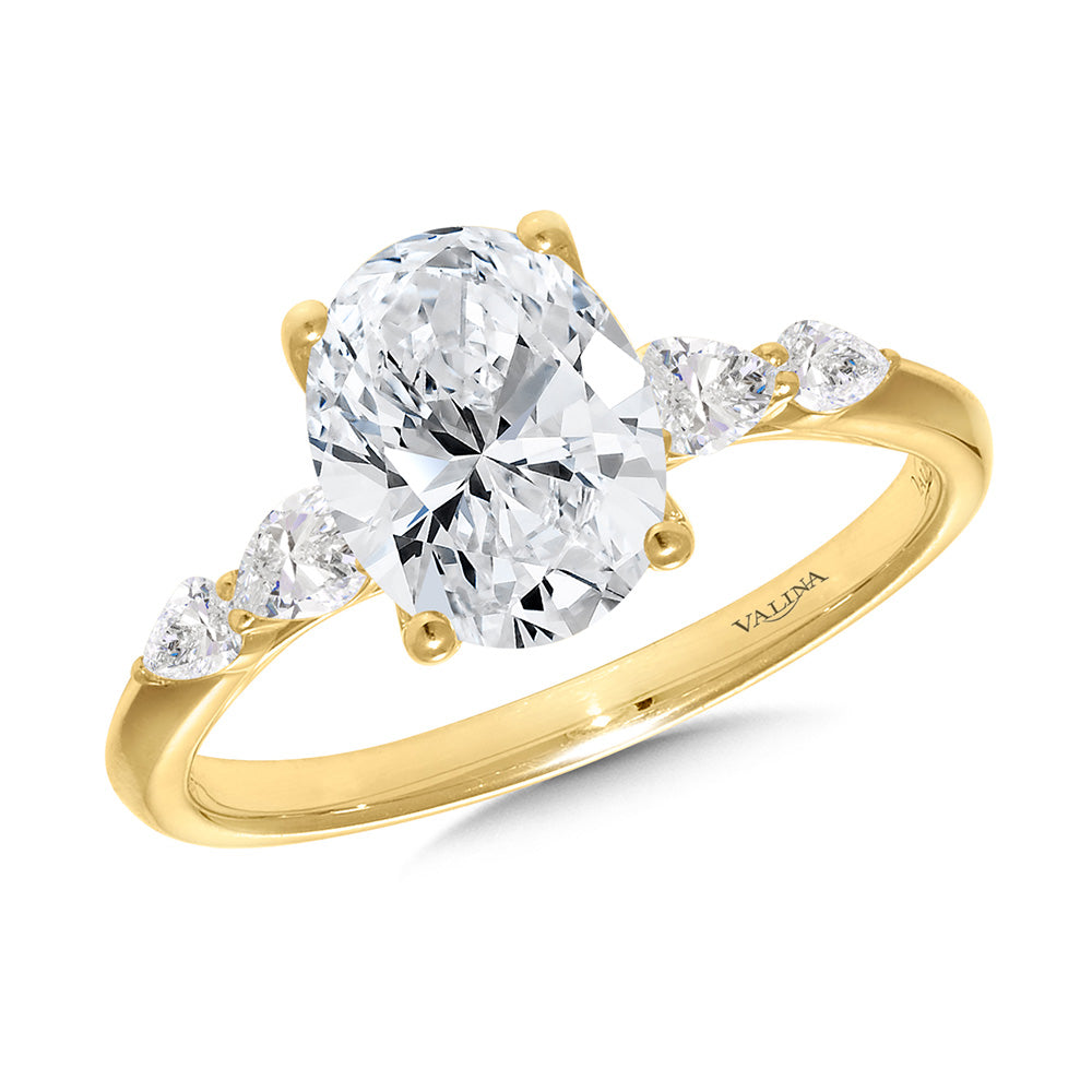 Side Stone Oval-Cut Diamond Engagement Ring — R2512Y-SR