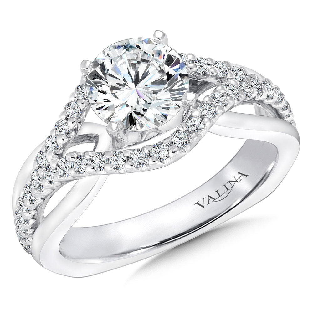 Spiral Style Diamond Engagement Ring — R9229W